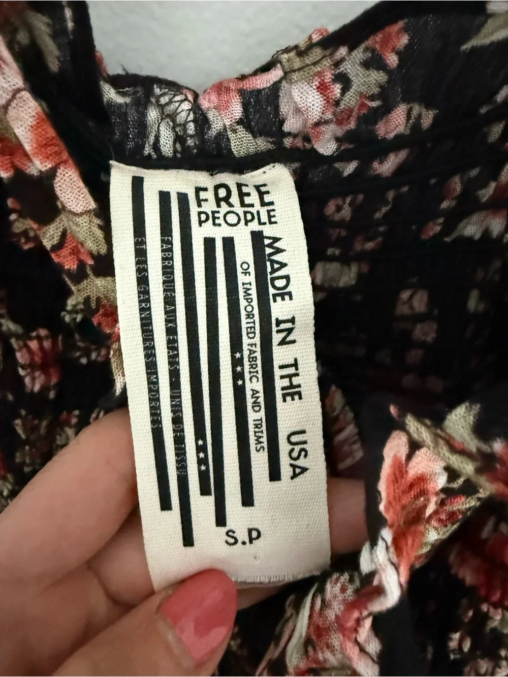 Free People Black Floral Tie-Shoulder Mini Dress